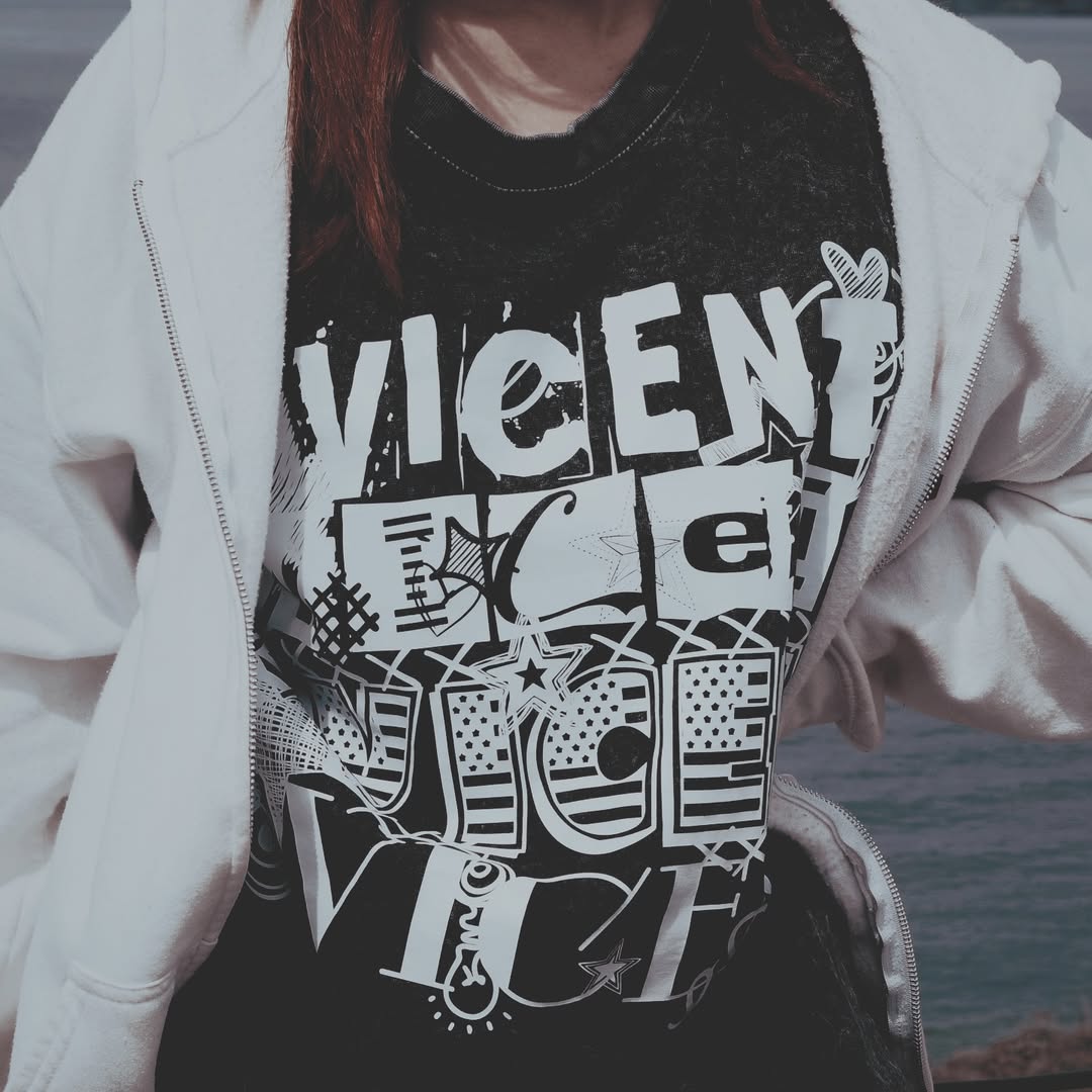 No. 3, Graphics X, Oversized Big T-Shirt, Shoulder Drop Short-Sleeve, Vintage Style, 100% Cotton, Black