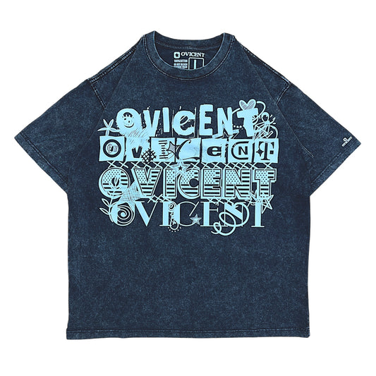 No. 3, Graphics X, Oversized Big T-Shirt, Shoulder Drop Short-Sleeve, Vintage Style, 100% Cotton, Black